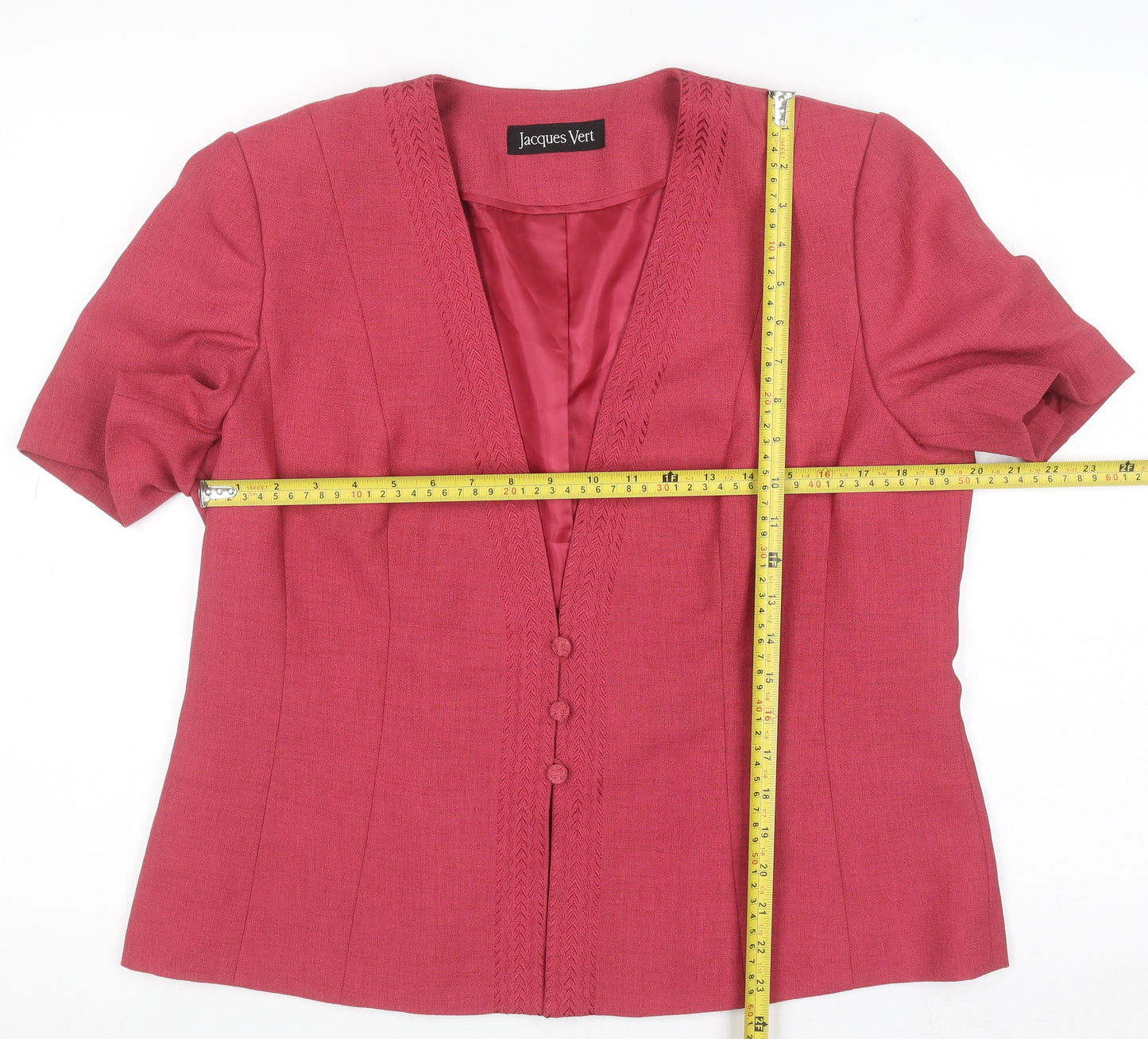 Jacques Vert Women’s Pink Suit Top UK 16 Short Sleeve Blazer