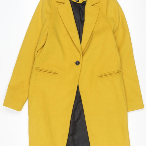 New Look Women’s Yellow Long Overcoat Size 6 Single-Breasted Classic