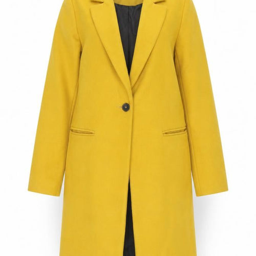 New Look Women’s Yellow Long Overcoat Size 6 Single-Breasted Classic