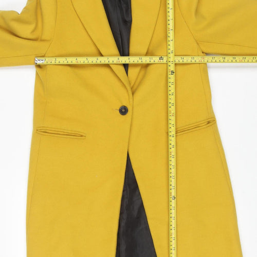 New Look Women’s Yellow Long Overcoat Size 6 Single-Breasted Classic