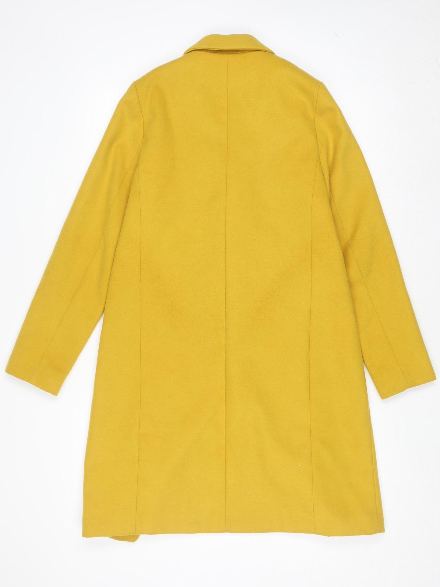 New Look Women’s Yellow Long Overcoat Size 6 Single-Breasted Classic