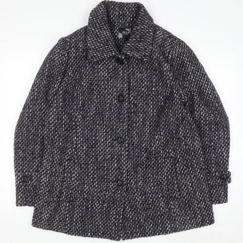 Isle Collection Women’s Purple Tweed Wool Blend Mid-Length Overcoat Size 16