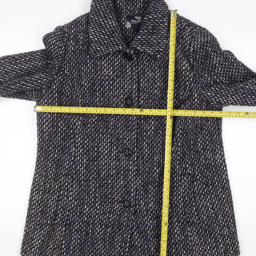 Isle Collection Women’s Purple Tweed Wool Blend Mid-Length Overcoat Size 16