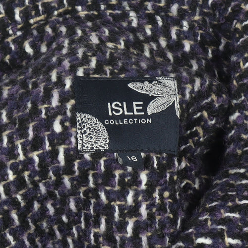 Isle Collection Women’s Purple Tweed Wool Blend Mid-Length Overcoat Size 16