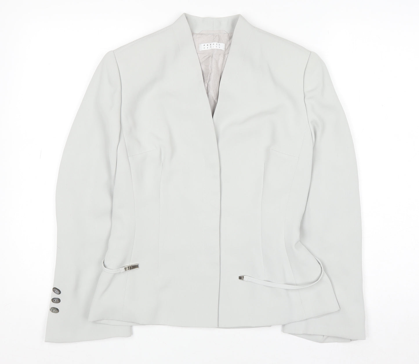 Precis Petite Women's Grey Size 12 Classic Lined Blazer Jacket