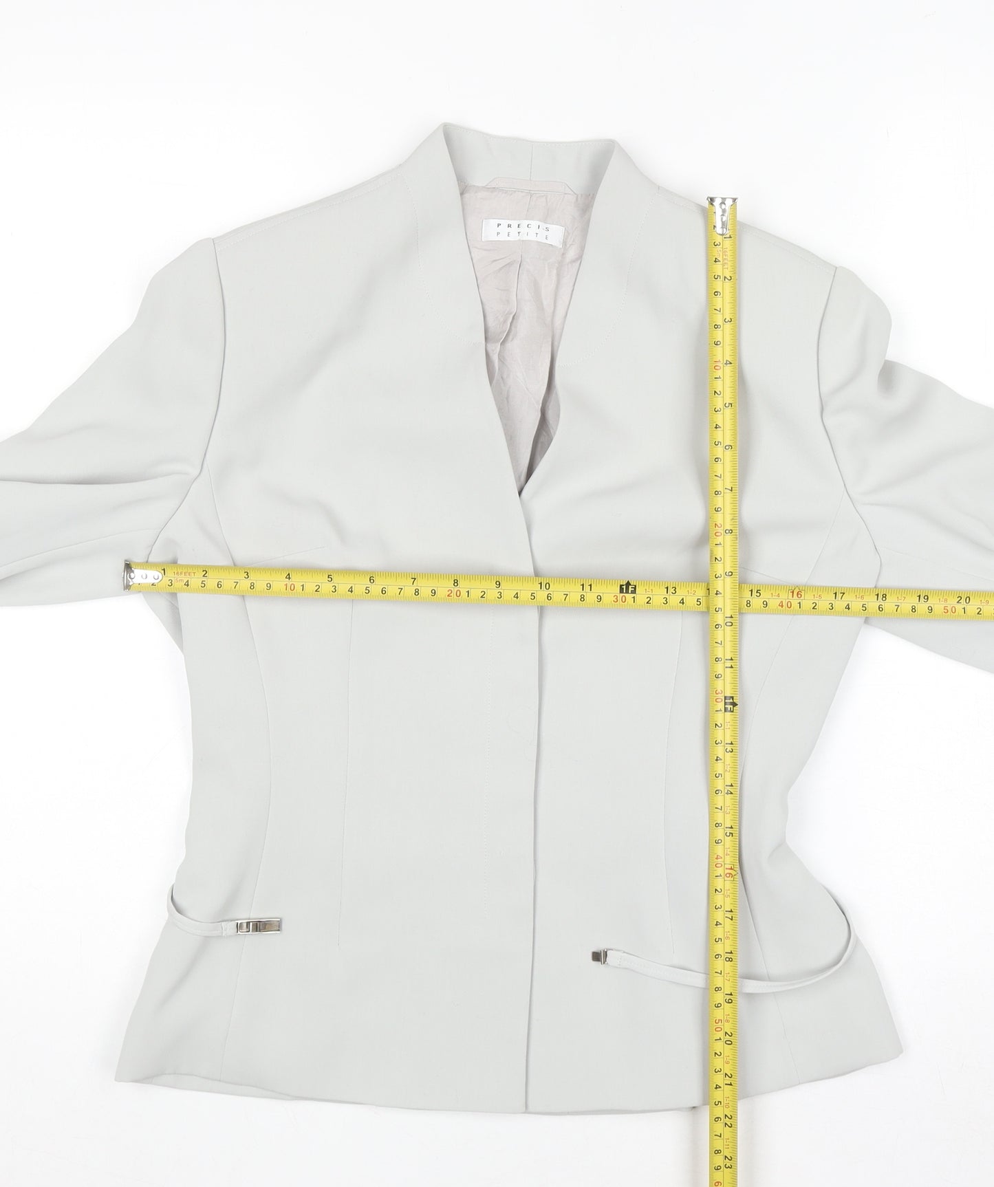 Precis Petite Women's Grey Size 12 Classic Lined Blazer Jacket