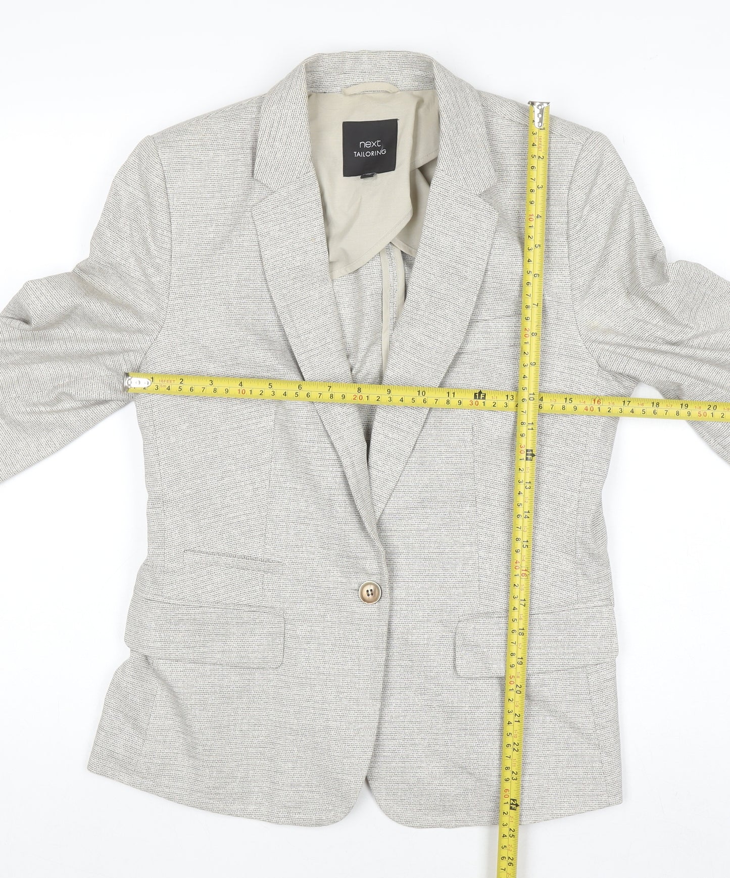 Next Women Beige Tailoring Blazer Size 12 Classic Workwear Style
