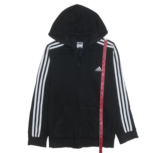 Adidas Women Black Full Zip Hoodie L 16-18 Casual Sportswear