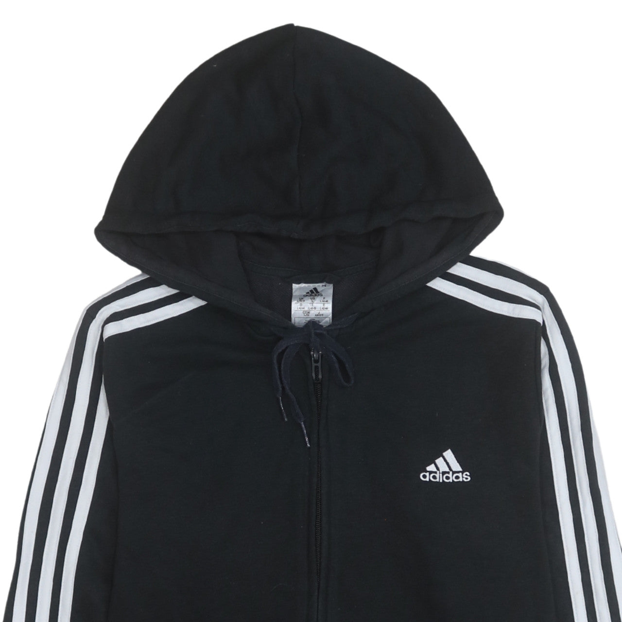 Adidas Women Black Full Zip Hoodie L 16-18 Casual Sportswear