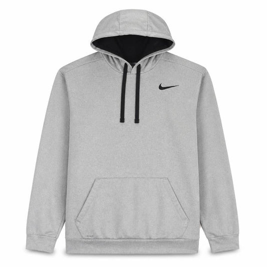 Front view of Nike Men's Grey Pullover Therma Fit Hoodie XL Sportswear
