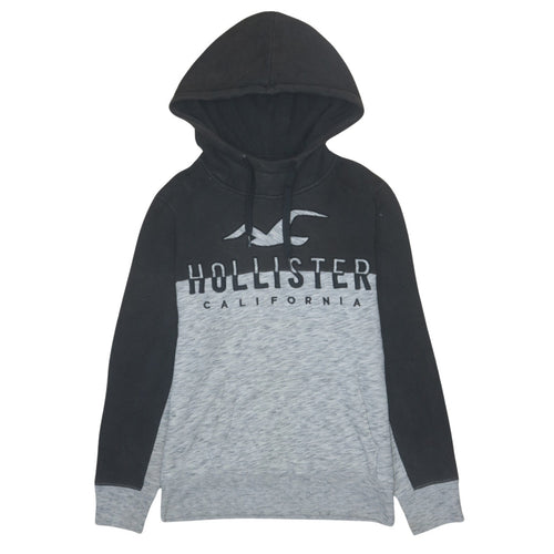 Hollister Men’s Black Grey Pullover Hoodie XS Fleece Logo Sweatshirt