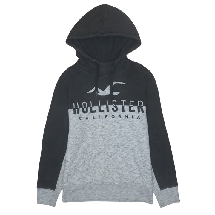Hollister Men’s Black Grey Pullover Hoodie XS Fleece Logo Sweatshirt