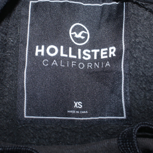 Hollister Men’s Black Grey Pullover Hoodie XS Fleece Logo Sweatshirt