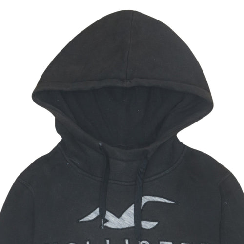 Hollister Men’s Black Grey Pullover Hoodie XS Fleece Logo Sweatshirt