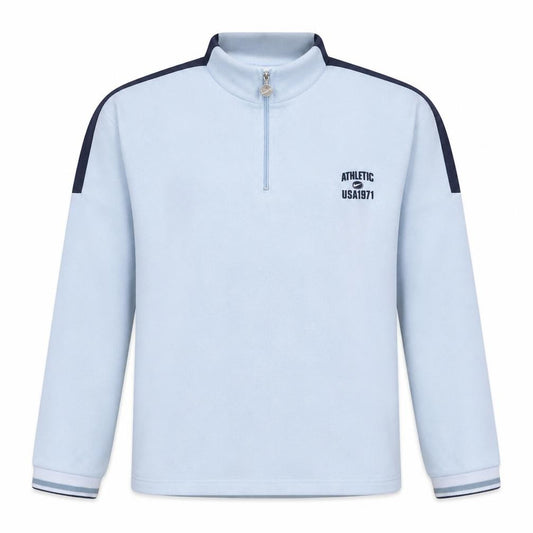 Front view of Nike Men's Blue 1/4 Zip Athletic USA1971 Sweatshirt, size L