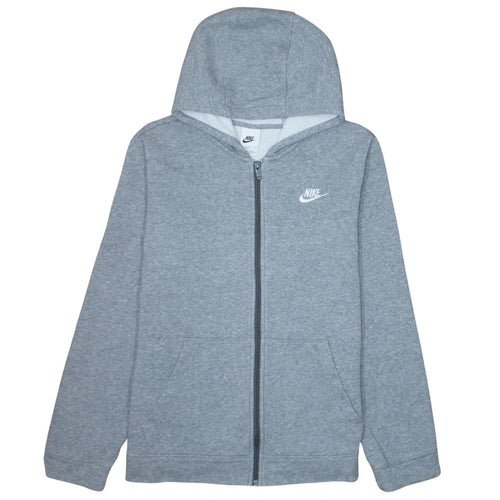 Nike Boys Grey Full Zip Hoodie XL 158-170cm Fleece Lined Sweatshirt