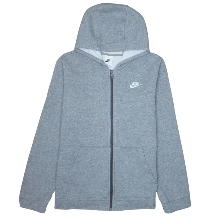 Nike Boys Grey Full Zip Hoodie XL 158-170cm Fleece Lined Sweatshirt