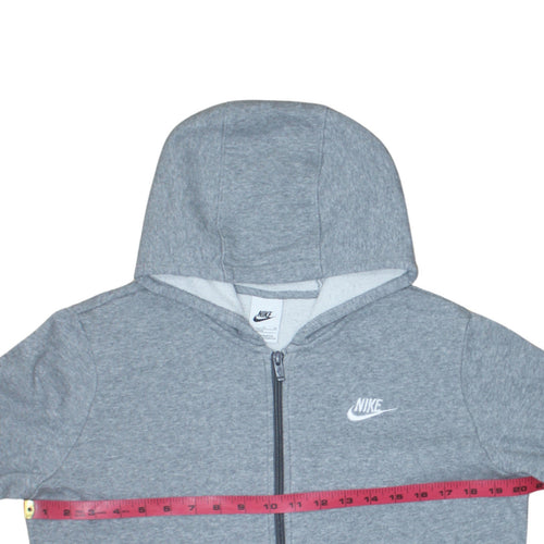 Nike Boys Grey Full Zip Hoodie XL 158-170cm Fleece Lined Sweatshirt