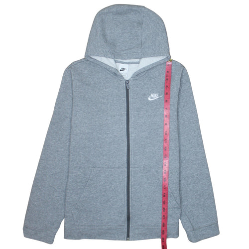 Nike Boys Grey Full Zip Hoodie XL 158-170cm Fleece Lined Sweatshirt