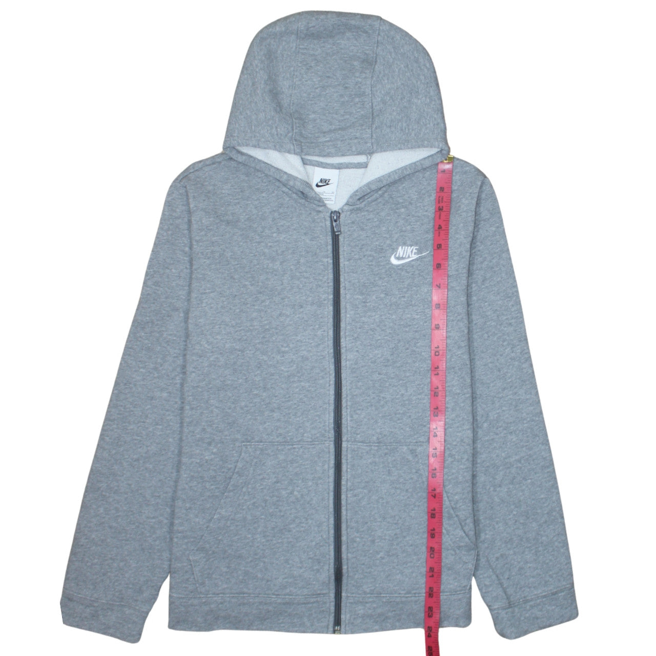 Nike Boys Grey Full Zip Hoodie XL 158-170cm Fleece Lined Sweatshirt