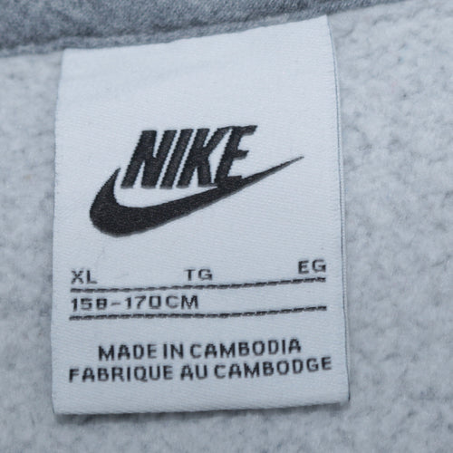 Nike Boys Grey Full Zip Hoodie XL 158-170cm Fleece Lined Sweatshirt