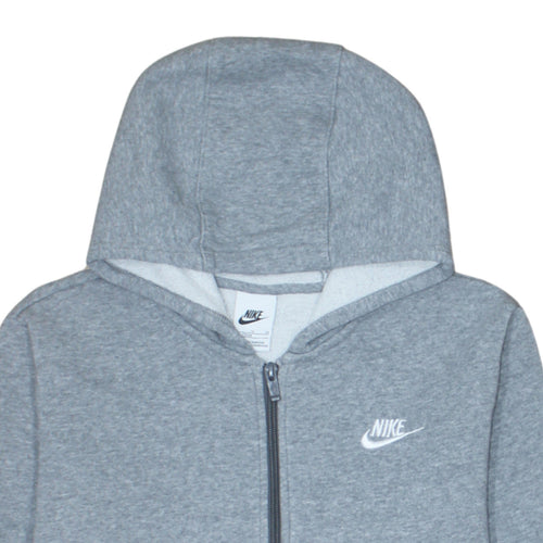 Nike Boys Grey Full Zip Hoodie XL 158-170cm Fleece Lined Sweatshirt
