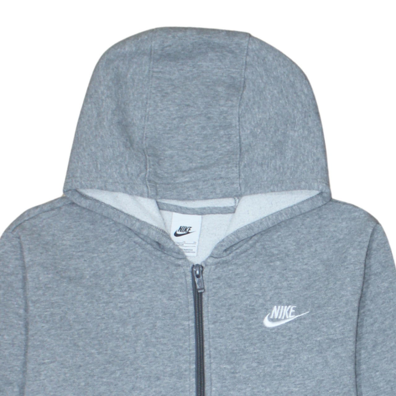 Nike Boys Grey Full Zip Hoodie XL 158-170cm Fleece Lined Sweatshirt