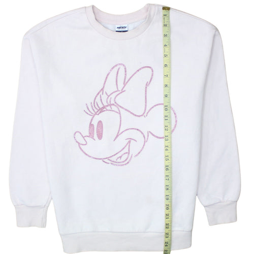 George Women White Minnie Mouse Sweatshirt Size S 8-10 Crew Neck