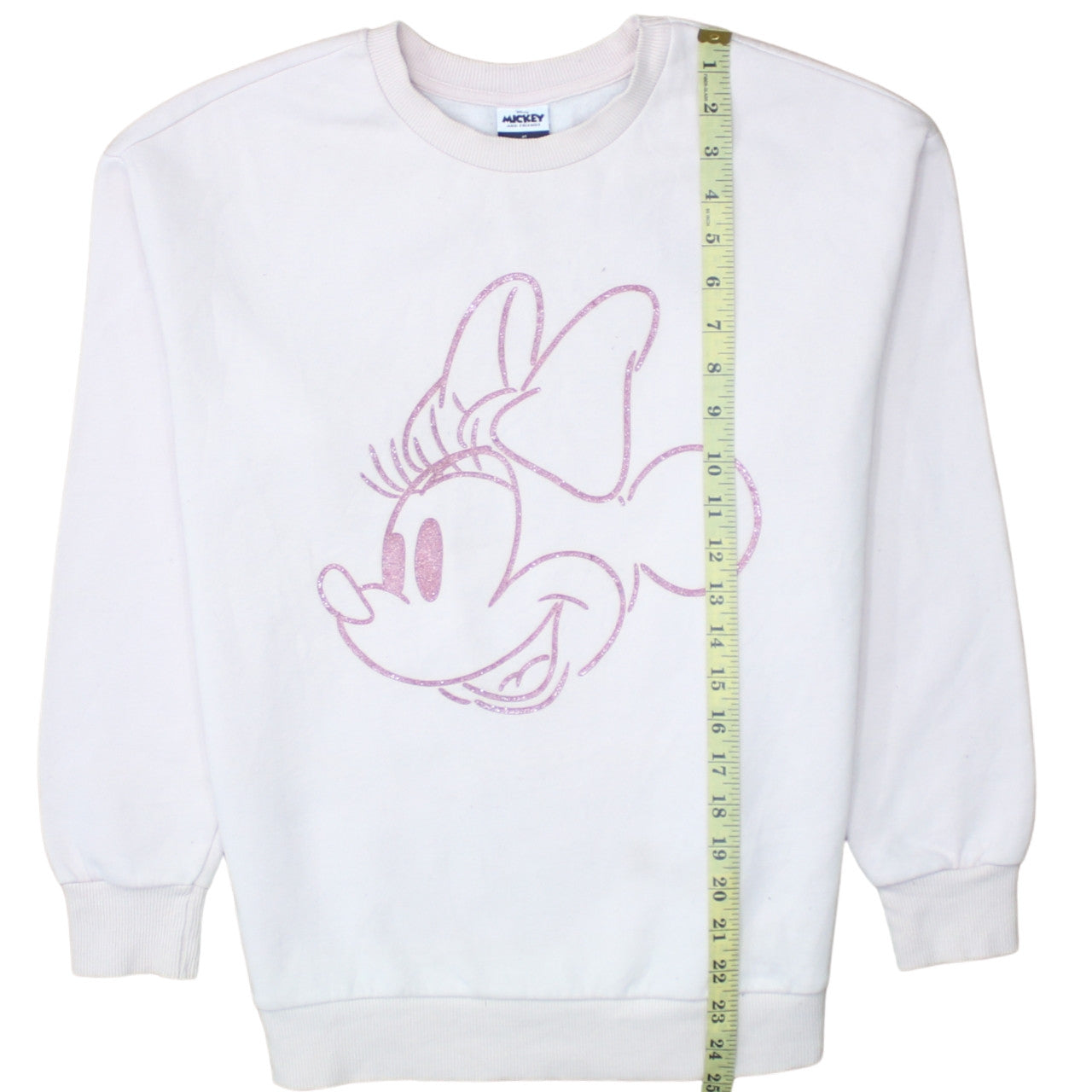 George Women White Minnie Mouse Sweatshirt Size S 8-10 Crew Neck