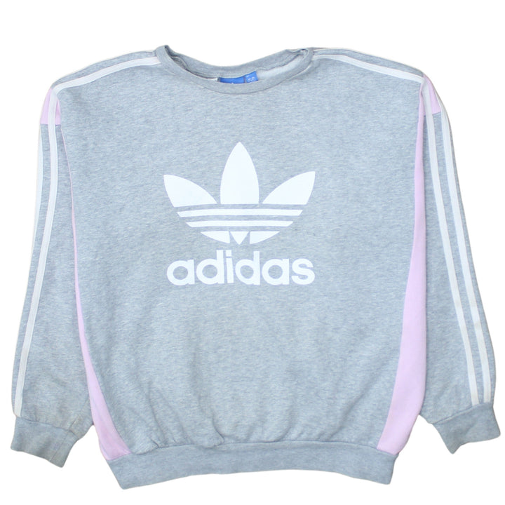 Adidas Girls Grey Pink Crew Neck Sweatshirt 13-14 Years Pullover Fleece