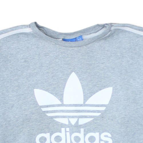 Adidas Girls Grey Pink Crew Neck Sweatshirt 13-14 Years Pullover Fleece
