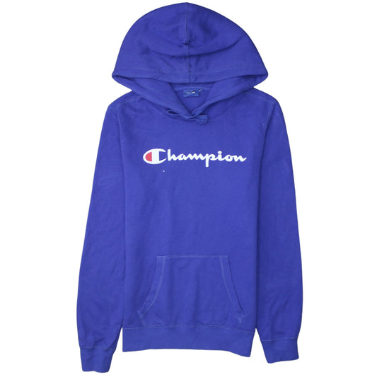 Champion Women's Blue Pullover Hoodie Medium Cotton Blend