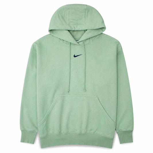 Front view of Nike Men's Green Pullover Hoodie Small Logo Fleece Sweatshirt