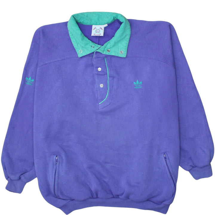Adidas Purple Green 80s Golf Half Snap Sweatshirt Womens L Vintage