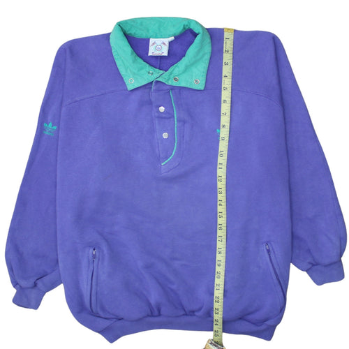 Adidas Purple Green 80s Golf Half Snap Sweatshirt Womens L Vintage
