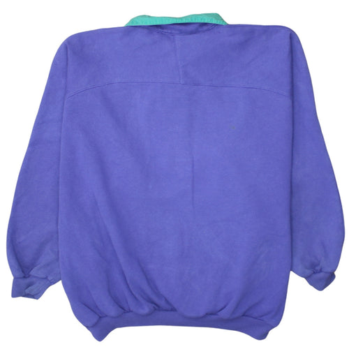 Adidas Purple Green 80s Golf Half Snap Sweatshirt Womens L Vintage