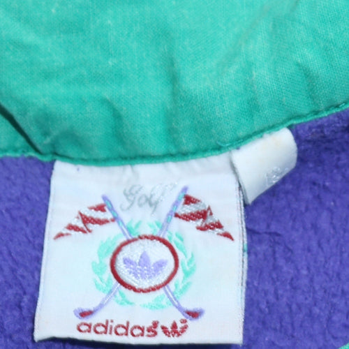 Adidas Purple Green 80s Golf Half Snap Sweatshirt Womens L Vintage