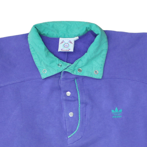 Adidas Purple Green 80s Golf Half Snap Sweatshirt Womens L Vintage