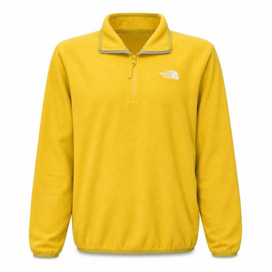 Front view of The North Face Men's Yellow Fleece 1/4 Zip Pullover Sweatshirt S