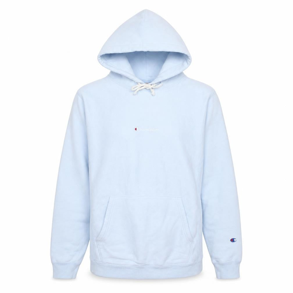 Front view of Champion Men's White XS Pullover Hoodie Reverse Weave Fleece