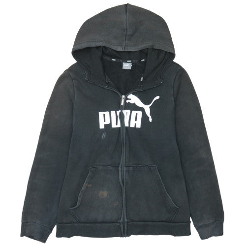 Puma Womens Black Full Zip Hoodie Size XL Logo Casual Sweatshirt