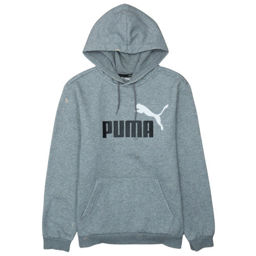 Puma Mens Grey Hoodie Medium Pullover Classic Logo Sweatshirt