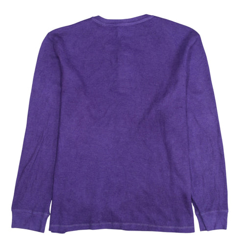 Primark Men’s Purple Waffle-Knit Henley Jumper Size L