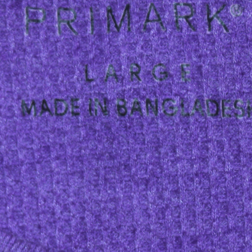 Primark Men’s Purple Waffle-Knit Henley Jumper Size L