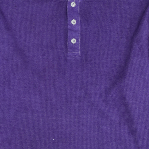 Primark Men’s Purple Waffle-Knit Henley Jumper Size L