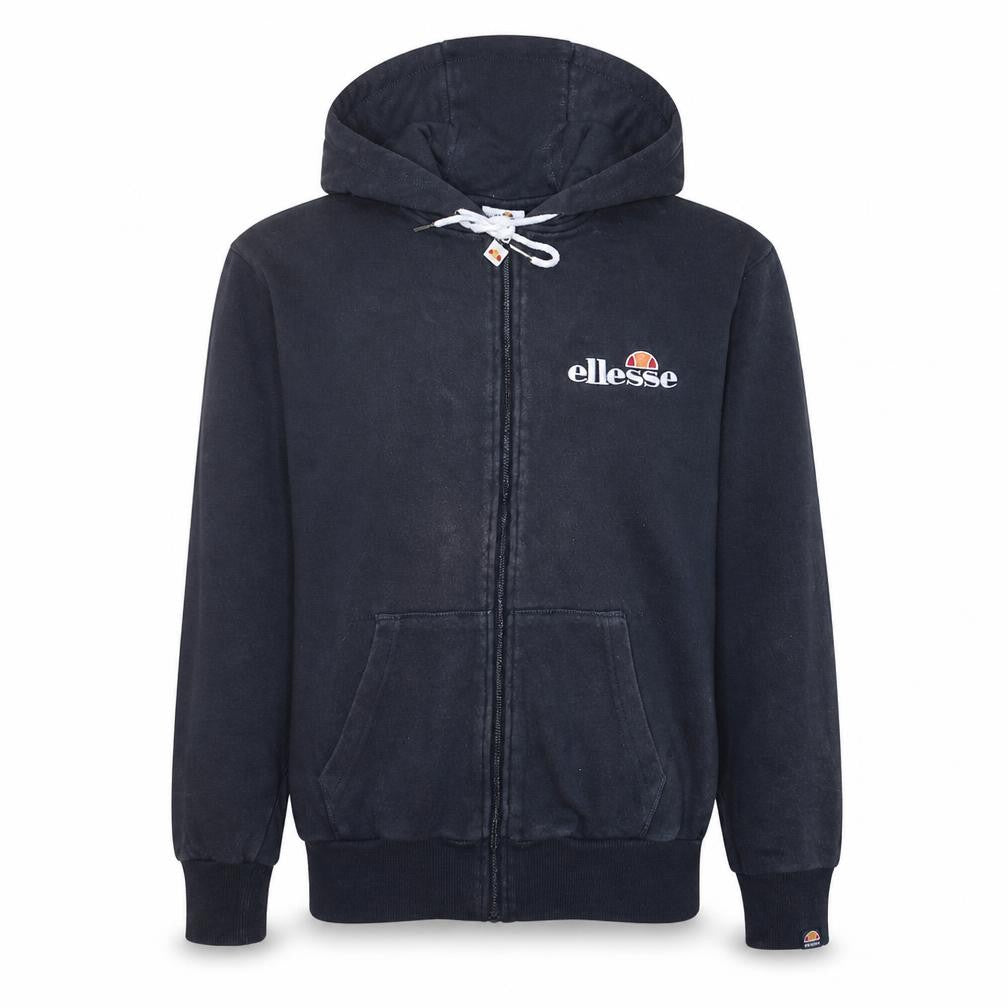 Front view of Ellesse Men's Black Full Zip Hoodie, size S, Regular Fit
