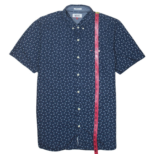 Hilfiger Denim Men's Blue Short Sleeve Button-Up Shirt L Regular Fit