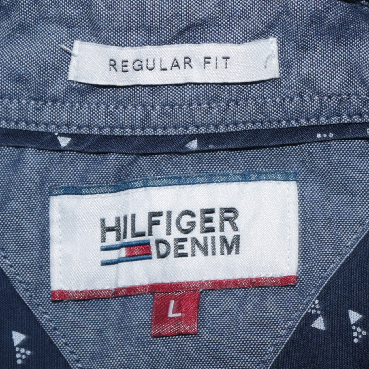 Hilfiger Denim Men's Blue Short Sleeve Button-Up Shirt L Regular Fit