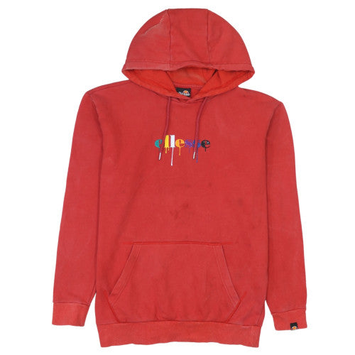 Ellesse Men's Red Pullover Hoodie M Retro Logo Fleece Sweatshirt