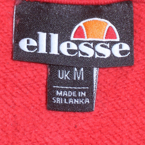 Ellesse Men's Red Pullover Hoodie M Retro Logo Fleece Sweatshirt
